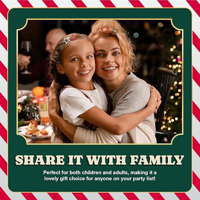 White Green Red Star Hair Clips Accessories for Girls Women Kids, Metal Snap Barrettes Cute Colorful Pins for Party Rave Large & Small Size 36pcs (Christmas)