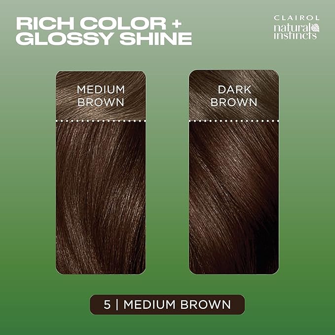 Clairol Natural Instincts 5 Medium Brown, Demi-Permanent Hair Dye & Root Touch-Up Multi-Pack Bundle