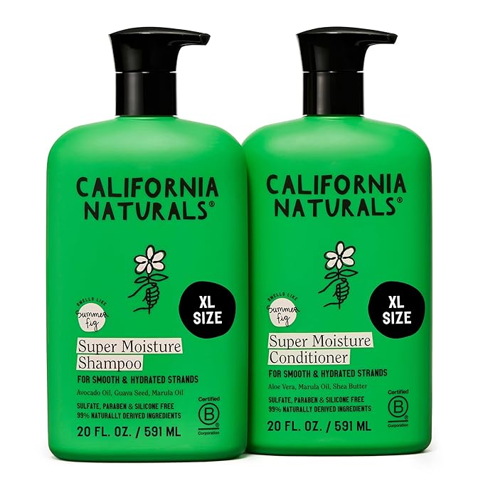 California Naturals Moisture Shampoo and Conditioner for Dry, Damaged Hair, Hair Care Bundle for Women and Men, Natural, Vegan, Cruelty, Silicone, Paraben, and Sulfate Free, Color Safe, 20 fl oz