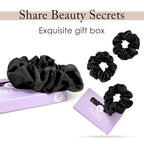 OLESILK 100% Mulberry Silk-Scrunchies for Hair Sleep, Women Grils Silk Hair Ties for Frizz & Breakage Curly Hair, No Damage, Elastics Ponytail Holder, 3 Pack