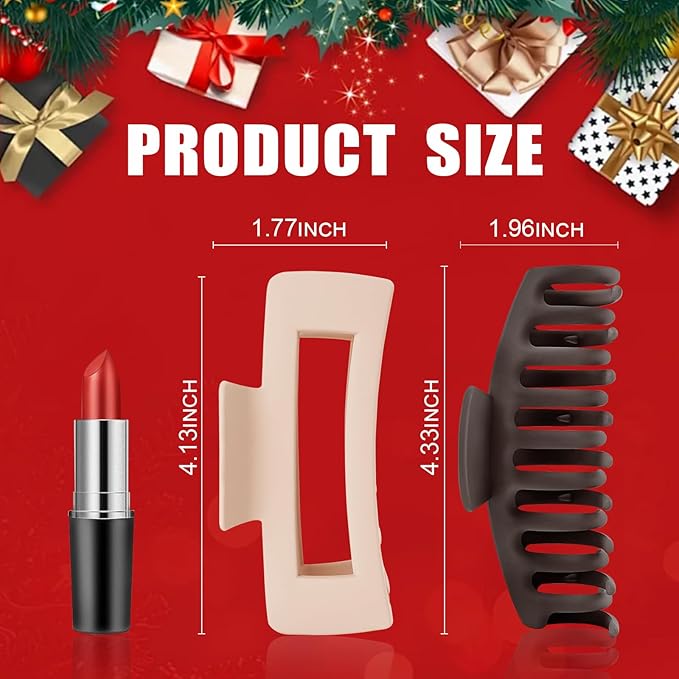 TOCESS Large Hair Claw Clips for Women Girls, 8PK Neutral Matte Jumbo Square Hair Clips for Thick, Thin, Long, Short, Curly Hair, Big Jaw Clip Set for Daily Use