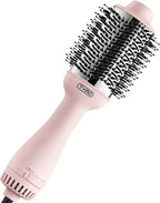 TYMO Pink Volumizer Hair Dryer Brush with Titanium Barrel, 1200W, 3 Speeds, Nylon Bristles, Ionic Technology, Salon Long-lasting Hairstyles, Hot Air Brush for Women, Designed for 120V USA Outlets