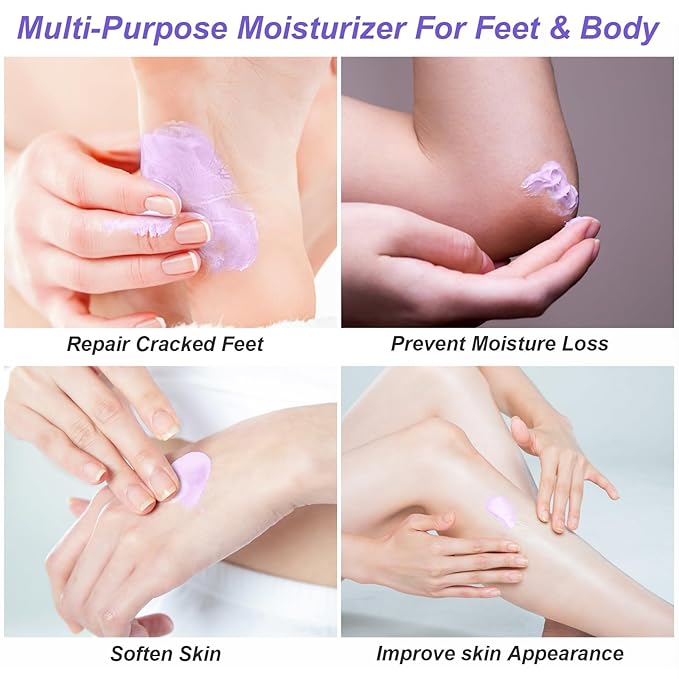 2 Packs Urea Cream 42% Plus Salicylic Acid 2%, 7.06Oz Lavender Foot Cream for Dry Cracked Heels Treatment Knees Elbows Hands Repair Treatment, Callus Remover for Feet, Foot Lotion for Dry Cracked Feet