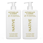 Native 2-in-1 Shampoo & Conditioner - Autumn Air & Amber - Naturally Derived Ingredients, Silicone-Free, Sulfate-Free, Paraben-Free, Strengthening Hair Care | Fall Seasonal Bundle 16.5 oz - 2 Pk
