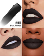 Black Lipstick Matte Liquid Lipstick Long Lasting for Women Smudgeproof Lipsticks Color Stay Dark Black Lipsticks Vegan Cruelty-Free Lip Gloss (911 Black Rose)