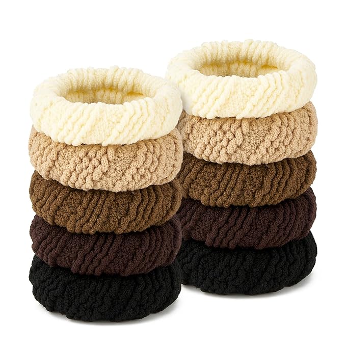 10 Pcs No Damage Hair Ties Thick Hair Elastic Rubber Bands Hair Accessories Scrunchies Seamless for Women