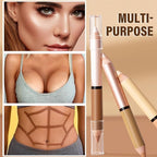 2 in 1 Cream Bronzer and Highlighter Stick,Cream Dual-Ended Highlight Contour Stick,Long Lasting & Waterproof Face Brighten Make up Pen