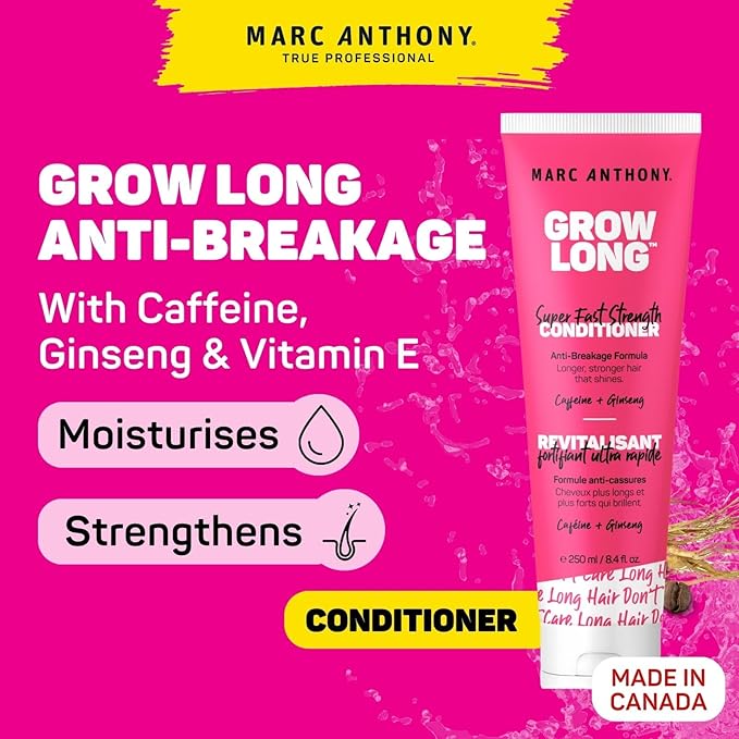 Marc Anthony Strengthening Biotin Shampoo, Grow Long Anti-Frizz, Anti-Breakage & Nourishing Formula For Split Ends - Vitamin E, Caffeine & Ginseng for Dry & Damaged Hair (Pack of 2)