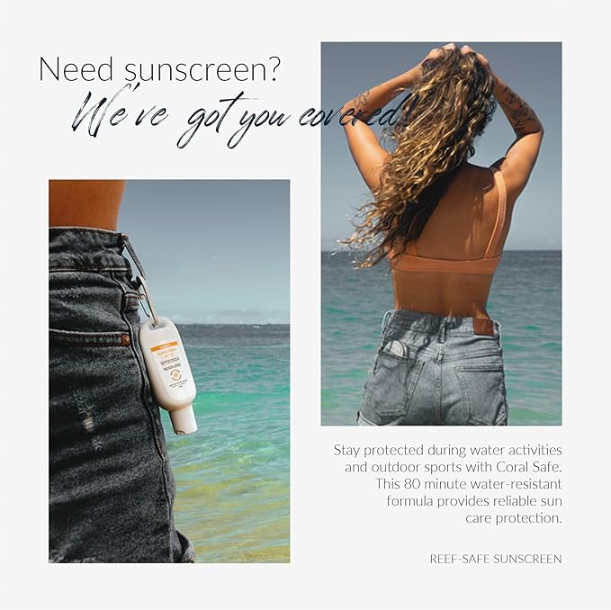 Reef Safe Sunscreen SPF 30 Mineral Travel Face Lotion, Hawaii & Mexico Approved, Biodegradable, Zinc, Oxybenzone & Octinoxate Free, Water Resistant, Made in USA with Natural Ingredients by Coral Safe