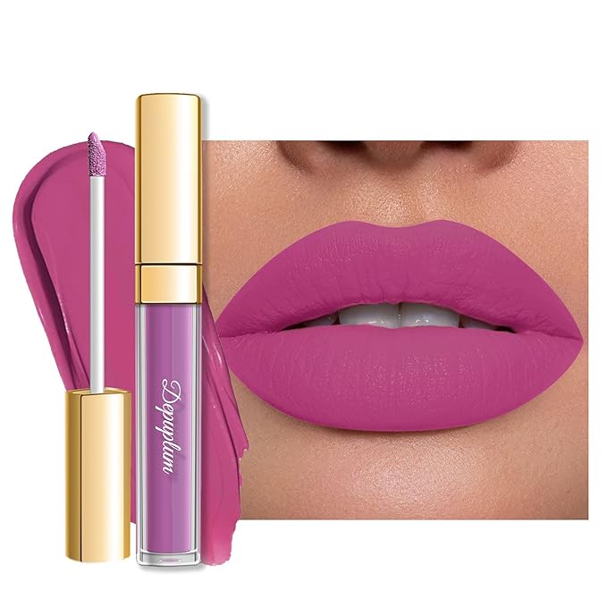 Purple Pink Lipstick Matte for Women Super Stay Long Lasting Lipstick Smudge Proof No Transfer Liquid Lipsticks Cruelty Free Lip Makeup, DM21 Pearl purple