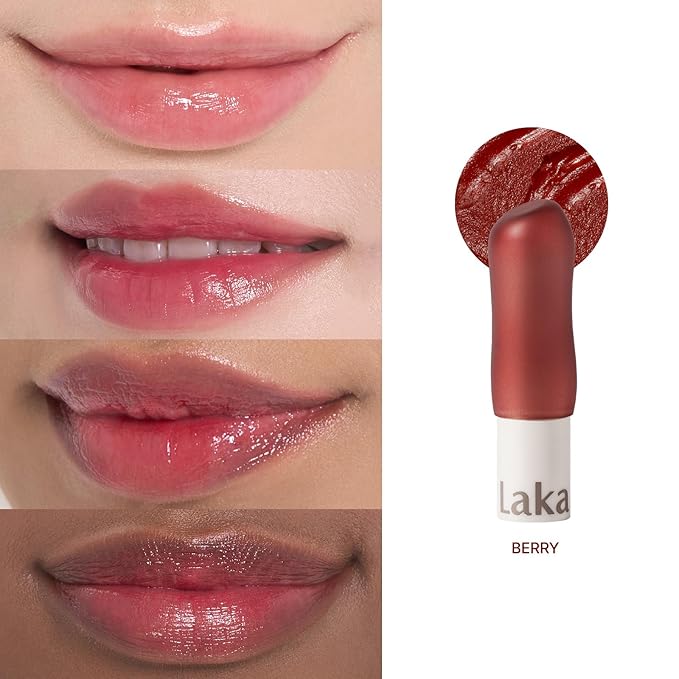 Laka Soul Vegan Lip Balm (4 Shades) Tinted, 3.9g/0.13oz, Deep Nourishing Plant-Based Lip Moisturizer, Vegan Lip Balm for Dry, Cracked and Chapped Lips (#Berry)