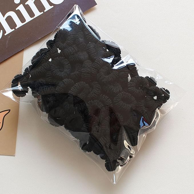 500 PCS Multicolor Cotton Hair Ties, Small Seamless Kids Hair Ties – Soft No-Crease Baby Hair Elastics for Girls, Kids & Toddlers, Gentle Ponytail Holders for Thin & Thick Hair. (Black)