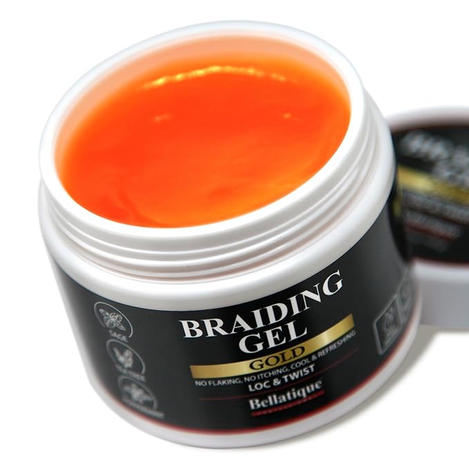 GOLD Braiding Gel Maximum Hold for LOC & Twist - No Flaking, No Whitening, Fast Drying, High Shine, Cool & Refreshing, Long Lasting Hold (5 oz)