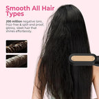 6 in 1 Air Styler Magic Hair Dryer Brush, Negative Ionic Blow Dryer Brush & 3 Heat Settings, Detachable Auto Curling & Straightening Volumizing, Frizz-Free Styling, Salon to Home Use (A-Black)