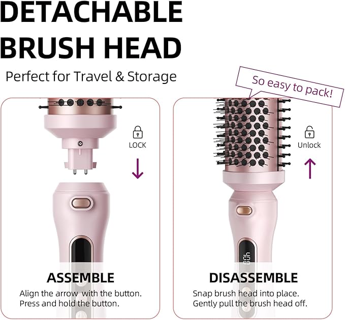 Thermal Brush, 1.7 Inch Heated Round Brush for Women, Dual Voltage Negative Ion Hot Brushes Styler for Blowout Look, Curling & Volumizing & Straightener for Dry Hair