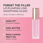 Lawless Forget the Filler Lip Plumping Line Smoothing Gloss - Strawberry Milkshake - Premium Volumizing Lip Gloss with Natural Ingredients Designed to Plump, Firm, and Hydrate Lips 0.11 oz
