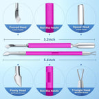 2PCS Metal Rose Pink Cuticle Pusher and Cutter Remover Salon Quality Stainless Steel Gel Nail Polish Peeler Scraper Durable Manicure and Pedicure Cleaner Tool For Fingernail and Toenail