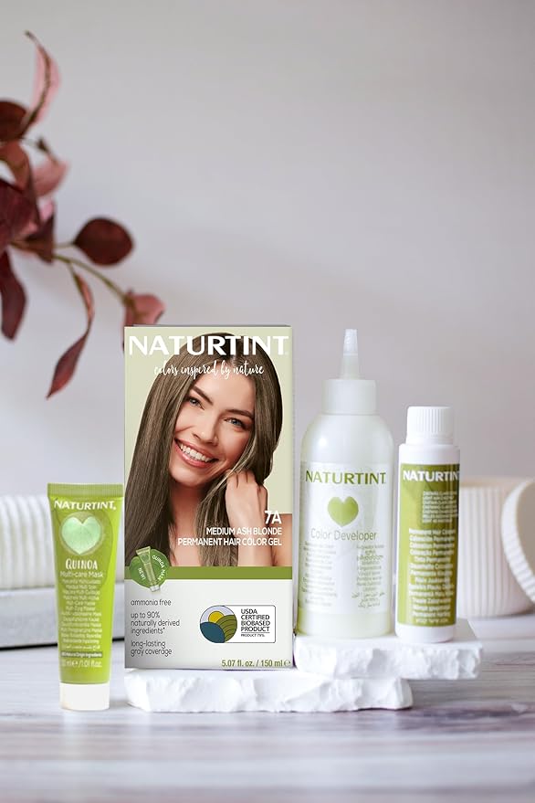 Naturtint 7A Medium Ash Blonde Permanent Hair Color (Pack of 1), Ammonia Free, Vegan, Cruelty Free, up to 100% Gray Coverage, Long Lasting Results (Packaging may vary)