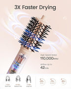 AIMIKE HyperFlow Blow Dryer Brush Replacement Attachment, Original Round Barrel with Nylon Pins and Tufted Bristles for Blow-Drying, Volumizing & Styling, 3.3'' Overall Dia (Brush Head Only)