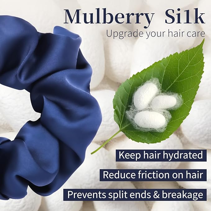 5Pcs Mulberry Silk Hair Ties,Silk Hair Scrunchies for Frizz & Breakage Prevention,No Damage,Elastic Ponytail Holders, Funny Gifts for Girlfriend Her Mon Grandma Daughter