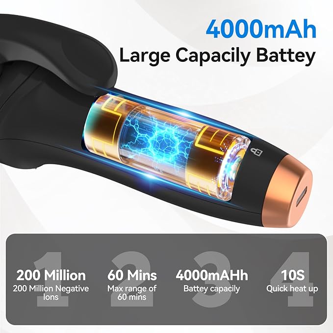 Cordless Curling Iron Hair Straightener: Travel Mini Flat Iron USB Rechargeable 4000 mAh 2 in 1 Small Cordless Portable Hair Curler