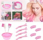 11pcs Hair Coloring Kit - Professional Salon Tools for DIY Mixing, Includes Clips, Bowl, Dye Brush, Earmuffs - Perfect for Bleaching and Dye