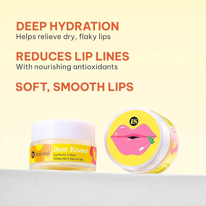 Best Kisser Lip Butter & Mask 0.35 OZ | 10g - 2-in-1 Lip Butter Mask for Deep Hydration, Soft and Smooth Lips - Effective Lip Treatment for Dry Cracked Lips & Night Lip Balm
