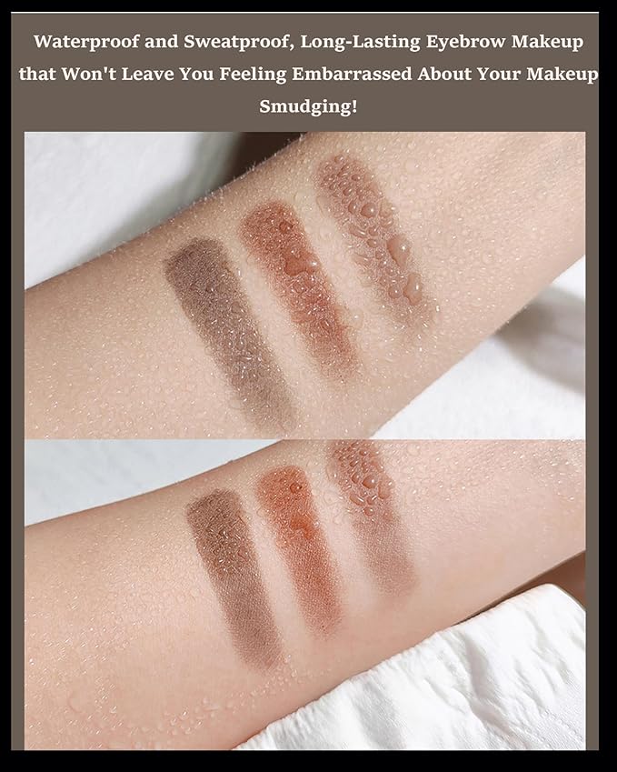 Eyebrow Powder Makeup Kit for Women,2 Colors Eye Brow Powder Waterproof Tinting Palette Long-Lasting,Brown Dark Brown Brow Fill&Sculpt Natural Eyebrow Contour for Sparse Brow with Brow Brush &Razor-03