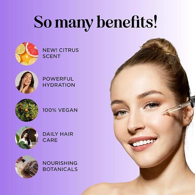 Volumizing Rosemary Hair Oil Serum - Moisturizing Scalp and Hair Oil for Men & Women Infused with Amla Black Castor Pumpkin Argan & Jojoba - Lightweight Hydrating Vegan & Color Safe (Citrus Scent)