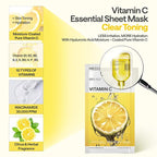 Mediheal Vitamin C Essential Sheet Mask Clear Toning 10 pcs. 99% Pure Vitamin C & 10 Vita Actives for hydration, blemish. Vegan formula