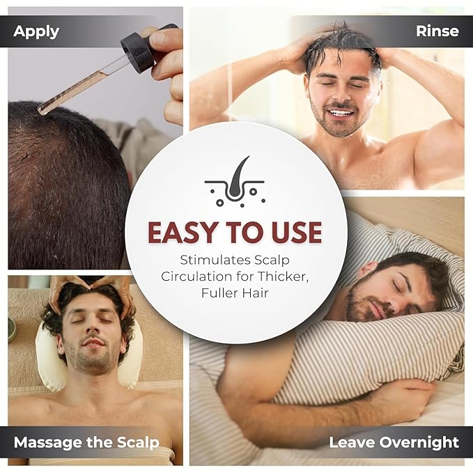 Hair Growth Oil with Rosemary & Cinnamon – Thicker Hair, Scalp Nourishment & Strength – Lightweight, Non-Greasy, Fast Absorbing Formula – 60 ml (2 fl oz) Bottle with Pump Dispenser