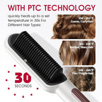 Hair Straightener Brush with Nano Titanium - 30s Fast Heat Ionic Straightening Comb, 9 Temp LED Display & Anti-Scald, Professional Styling Gift for Women