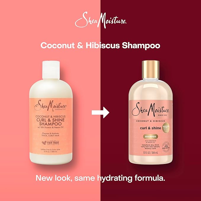 SheaMoisture Curl and Shine Coconut Shampoo Coconut & Hibiscus for Curly Hair Paraben Free Shampoo 13 oz