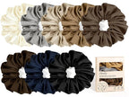 Large Satin Scrunchies, 8 Pack Sleepy Hair Tie Oversized 6inch Satin Scrunchies for Thick Hair Women Girl