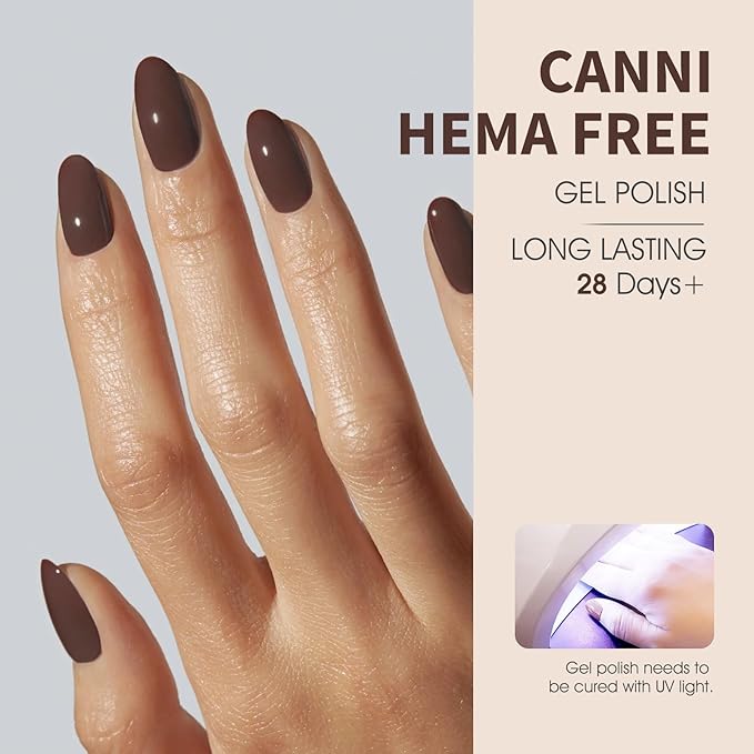 CANNI 9ml Hema-Free White Black Fall Gel Nail Polish Set- 6Pcs White Black Nude Pink Brown Fall Colors Gel Polish Kit, Soak Off LED Nail Gel Manicure Kit DIY at Home Salon Gifts for Women Girls