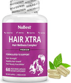 NuBest Hair Xtra - Hair Growth Vitamin for Faster Hair Growth | Natural Hair Thickening with Biotin, Zinc, MSM, B Vitamins, Choline - Hair Supplement, Hair Regrowth | 2 Months Supply