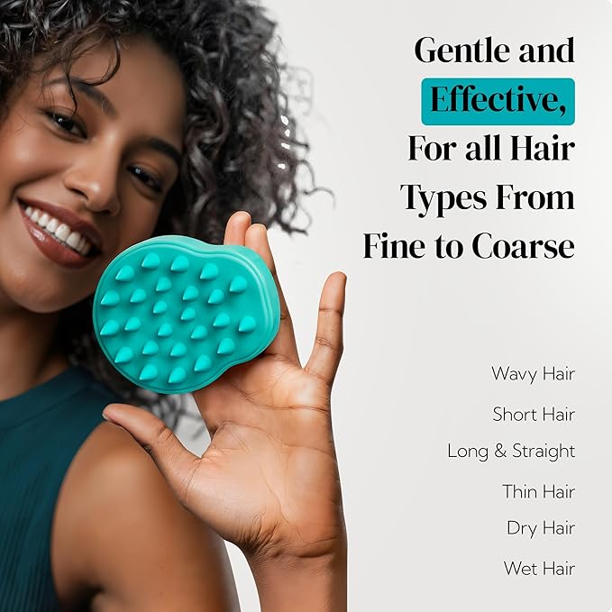 HEETA Hair Scalp Massager Shampoo Brush 2 Pack, Soft Silicone Bristles to Remove Dandruff, Waterproof Hair Scrubber for Both Wet Dry Use, Suitable for Men & Women (Green & Pink)