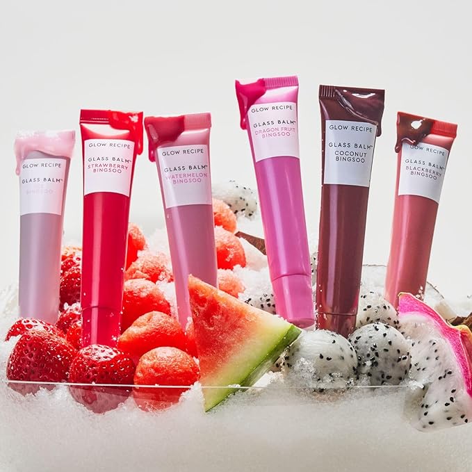 Glow Recipe Glass Balm Lip Treatment - 12Hr Hydrating Lip Balm & Moisturizer with Hyaluronic Acid to Smooth, Plump & Protect from Dryness, High Shine Finish - Coconut Bingsoo (15 ml)