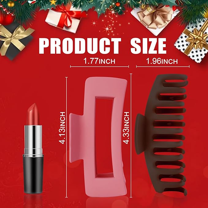 TOCESS 8 Pack Jumbo Hair Claw Clips for Women, Big 4.33 Inch Matte Finish Claw Clips, Durable Non-Slip Rectangle Claw Set for All Girls Hair Types like Thick, Thin, Wavy, or Straight Hair