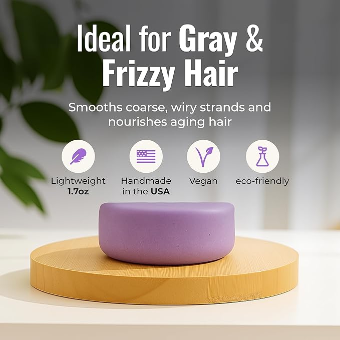 Oasis Conditioner Bar, Vegan Solid Hair Conditioner for Gray & Frizzy Hair, with Plumeria, Jasmine, Sandalwood, Coconut, Mandarin, Zero Waste, Travel-Friendly