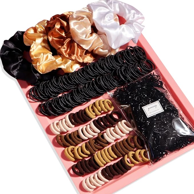 Colour Hair Accessories, Hair Ties, Scrunchies, Ponytail Holders, Traceless Ropes Set for Girls, Women, Babies & Kids (2155 Pieces, Brown, Elastic Hair Ties)