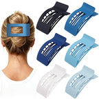 French Flat Hair Clips for Women 6pcs Hair Claw Clips for Thick or Thin Hair Matte Claw Clips for Girls Barrettes Non-Slip Strong Hold Hair Accessories for Women (Blue)