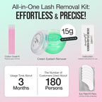 LASHVIEW Eyelash Extension Remover Cream Gentle Aloe Vera Formula, Lash Removal Kit with Eye Patches & Cotton Swabs(15g)