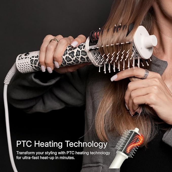 Ellena E1 Blow Dryer + Straighten Hair Brush Dual Mode, Hot Air Brush with 110000RPM High Speed Brushless Motor/Oval Air Barrel/3D Teeth Heated Comb/Handheld Cored, Styler Tool for All Hair Types