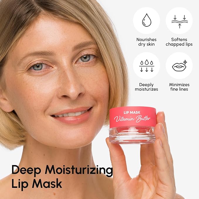 MAREE Lip Mask Overnight - Lip Moisturizer For Very Dry Lips - Hydrating Lip Butter Balm with Hyaluronic Acid & Collagen - Overnight Lip Treatment - Lip Sleeping Mask Repair - Hidratante de Labios