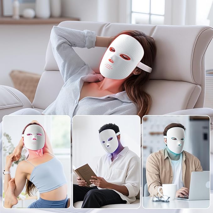 Red Light Therapy for Face,LED Face Mask Light Therapy,USB C Rechargeable,Infrared Light Therapy Mask LED Silicone Mask