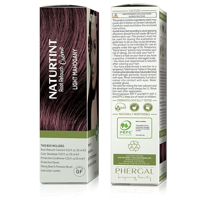 Naturtint Light Mahogany Root Retouch Crème Permanent Hair Color - Ammonia Free, Conceal Grays, No Artificial Scent, 1.52 Fl Oz