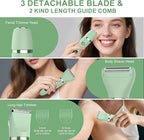 3-in-1 Electric Razor IPX7 Waterproof Bikini Trimmer Wet & Dry Use Painless Personal Trimmer Groomer for Ladies Face Body Legs Bikini Public Hairs Electric Lady Shaver with Replaceable Heads