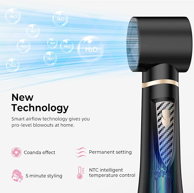 5 in 1 Blow Dryer Brush Set, 1000W Professional Hot Air Styler, Ionic Hair Dryer Brush, 3 Heat Settings, Auto Curling, Fast Drying, Ideal Hair Styling Tools Gift for Women (Black Gold)