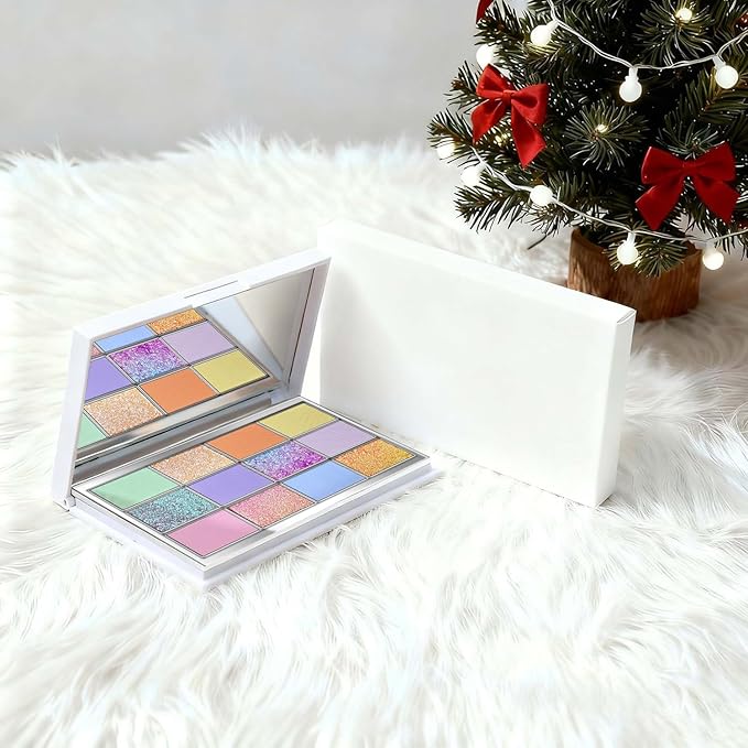 Highly Pigmented Chameleon Eyeshadow Palette, 12 Colors Sparkle Creamy Duo Chrome Multidimensional Eye Shadow Pallet, Long-Wearing Formula,easily blendable,Vegan & Cruelty Free (#03)